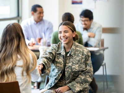 Volunteer assisting a veteran